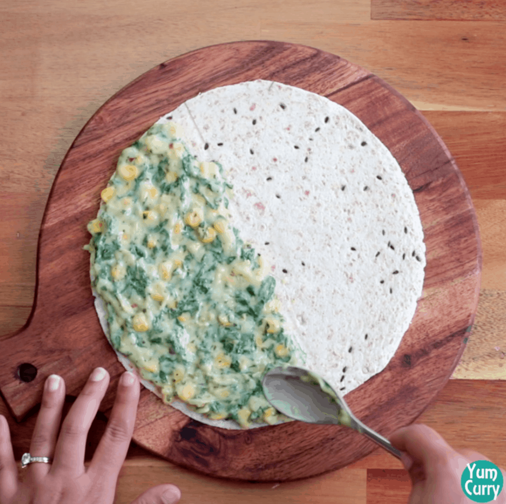 Spinach corn quesadilla Mexican wraps Yum curry