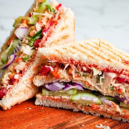 Veg club sandwich recipe - How to make club sandwich